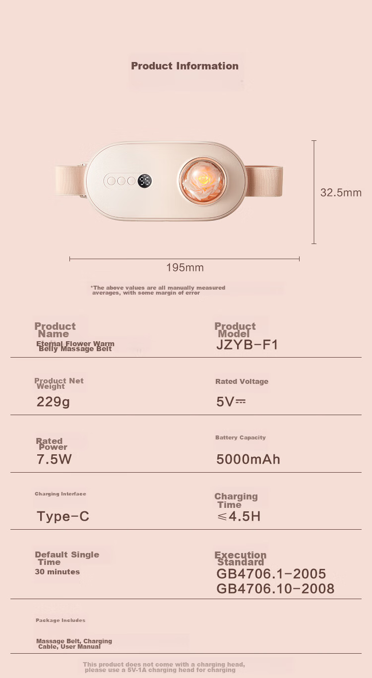 JD Original [Gift Box] Eternal Flower Waist Massager, Uterus-Warming Belt, Menstrual Aid, Period Pain Relief, Hot Compress, Back Massage Device, Gift for Boyfriend Or Girlfriend 16