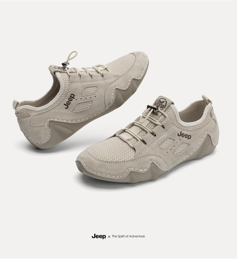 jeep吉普女鞋休闲鞋女士网面透气低帮平底豆豆鞋专业开车鞋jpx21cd189