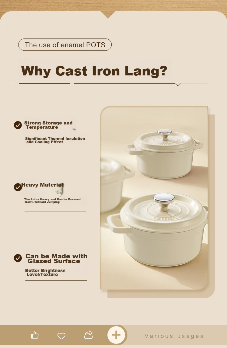 SUPOR Enamel Cast Iron Pot, 24cm Soup Pot, Stew Pot, Tea White, ET24MF01-C 2