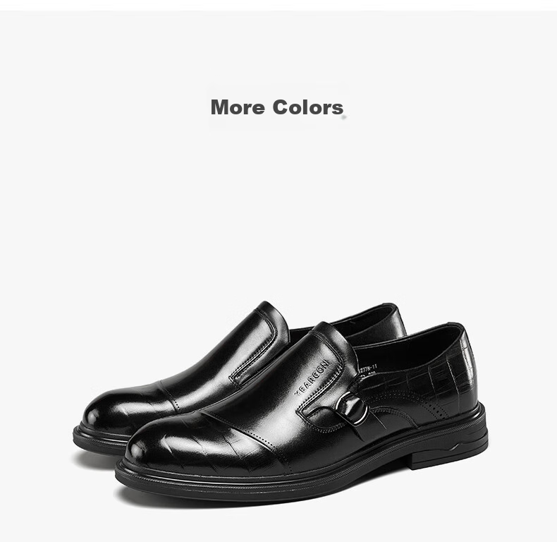 Yierkang Men's Leather Shoes, Business Formal Dress Shoes, British Style Loafers, Groom Wedding Shoes, 54277W Black Size 44 39