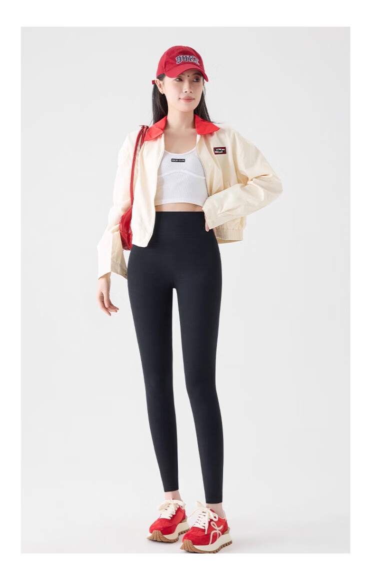 Caiyue Women's High-Waist Slimming Cotton Leggings, Vertical Striped Cotton Outerwear Pants, Tummy Control, Ankle-Length, Warm Skinny Pants 6