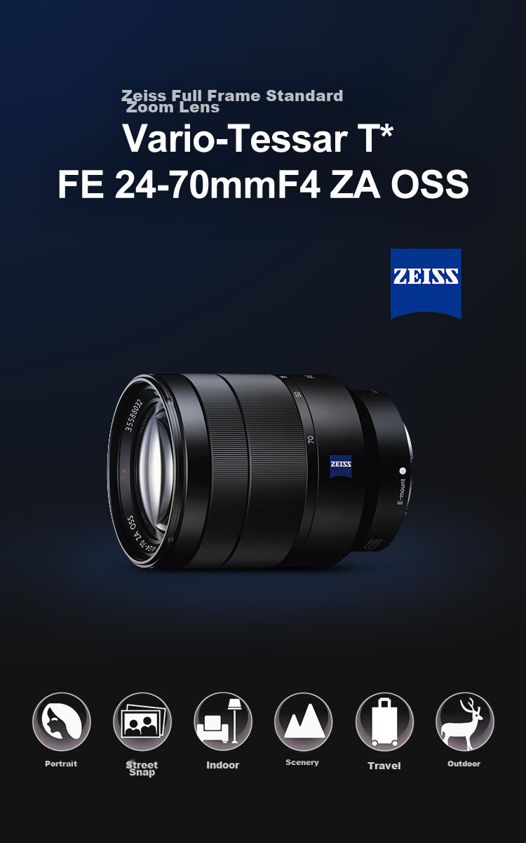 SONY Vario-Tessar T* FE 24-70mm F4 ZA OSS Full-Frame Zeiss Standard Zoom Mirrorless Camera Lens E-Mount (SEL2470Z) 1