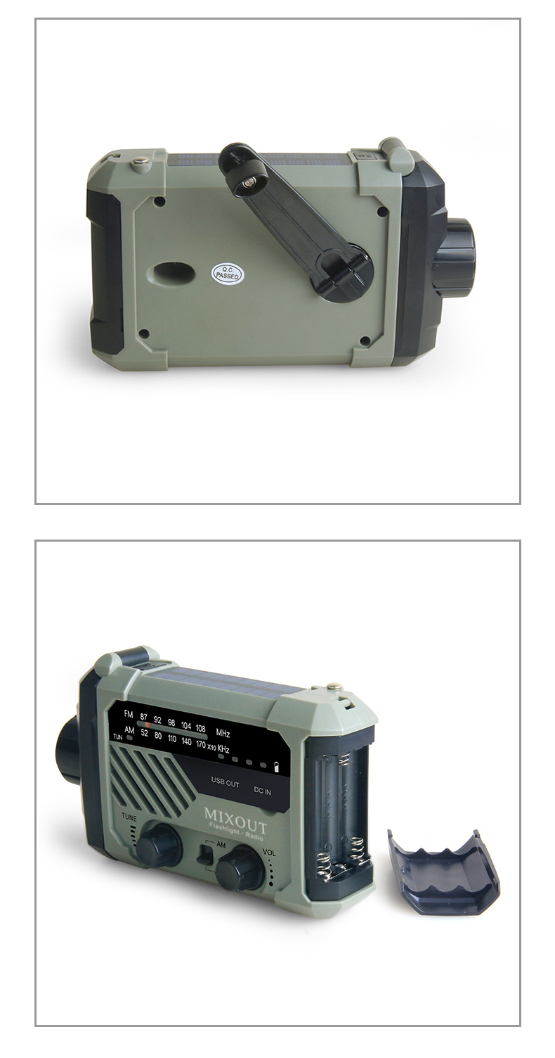 MIXOUT Solar Emergency Radio Flashlight Hand Crank Generator Emergency Lighting Power Bank Disaster Supplies 1