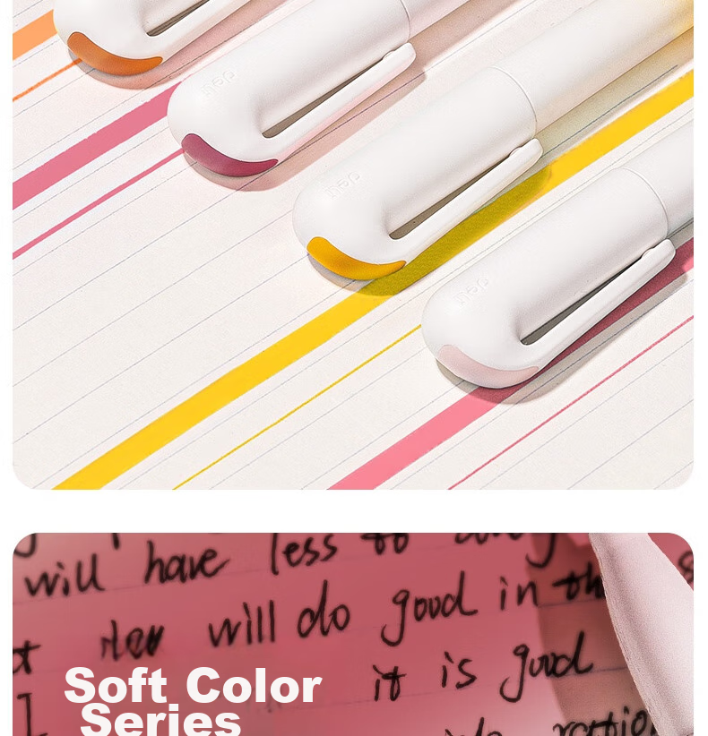 Deli Pocket Colorful Highlighters, Floral Series, for Students' Exams, Key Points Review, Office Note-Taking, Doodle DIY Decoration, 4 Pens/Box, SK183 4