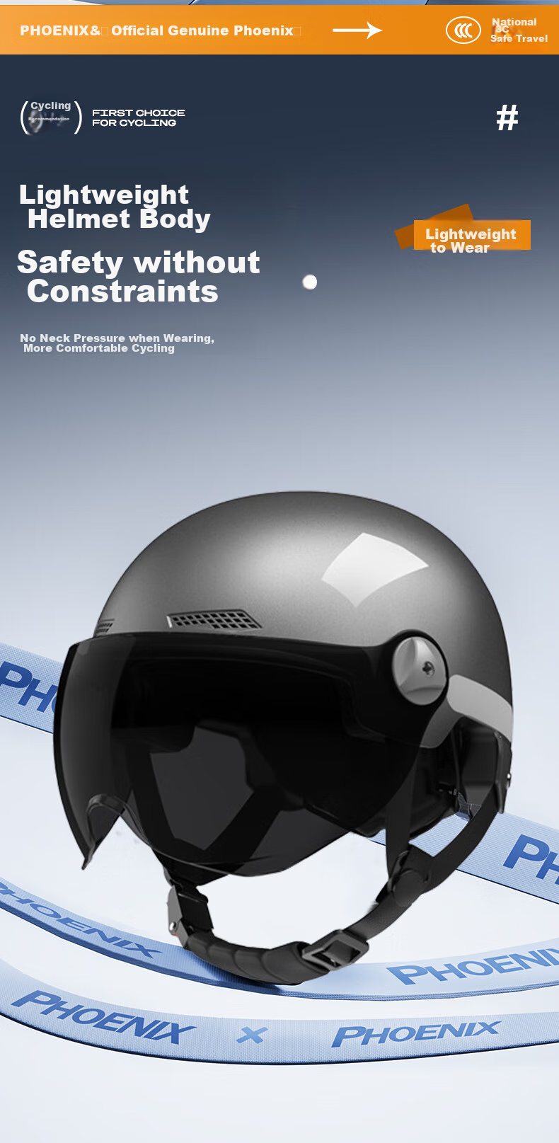 Phoenix New National Standard 3C Certified Electric Vehicle Helmet Four-Season Universal Electric Scooter Motorcycle Safety Helmet Half Helmet Matte Short Transparent Black 5