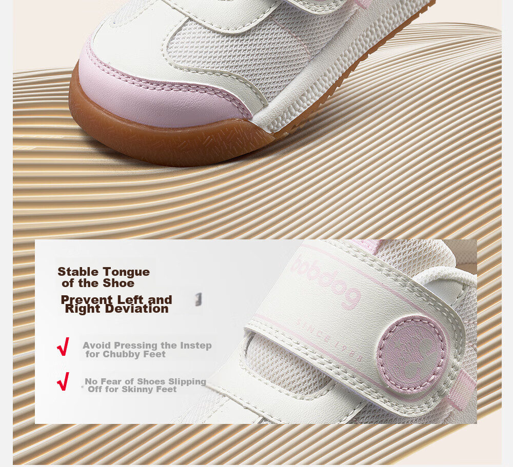 BOBDOG Toddler Shoes, Baby Walking Shoes, Spring Style, Soft Sole, Non-Slip, Anti-Collision, Functional Shoes for Boys And Girls, Pink, Size 23 16