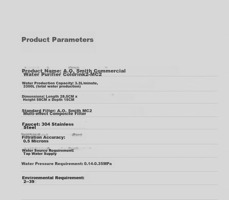 Everpure Coffee Shop/Milk Tea Shop/Chinese Restaurant Water Purifier 3.3L/min 3300L Dual High Flow FreshDrink2-MC2 Simple Model 20