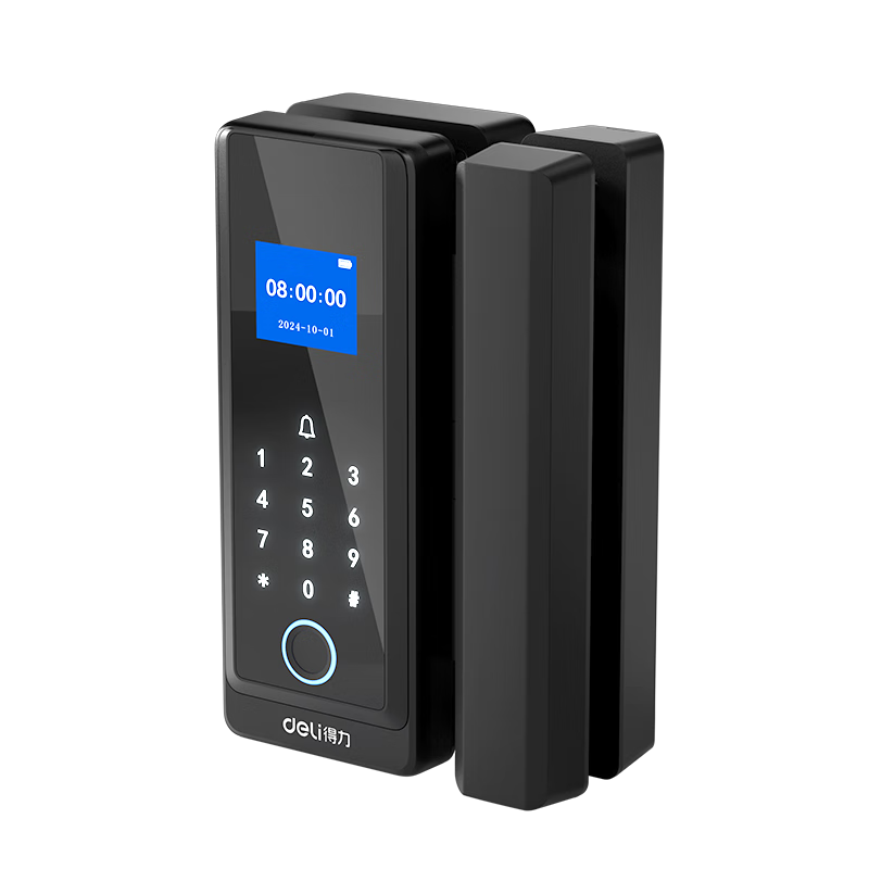 Deli Glass Door Lock, Smart Lock, Fingerprint Lock, Password Lock, Access Control Machine, Attendance Machine for Office Glass Doors, IC Card Key Opening Door, No Drilling Or Wiring Required, Mini Program Management, AL210