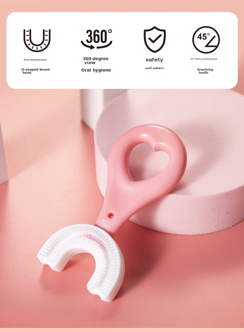 BATUREL Children's Toothbrush, U-Shaped Manual Silicone Soft Bristles, for Ages 2-3 Infant Toddler Kids Toothbrush, Oral Cleaning Device 2