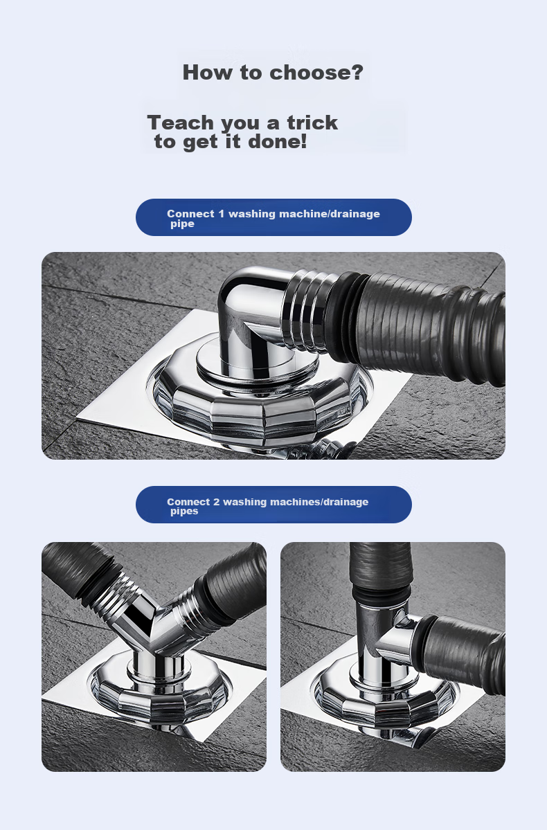 Muvi Washing Machine Drain Connector, Anti-Odor Tee Joint, Two-In Sink Drainage Pipe, Overflow Prevention Special Device 11