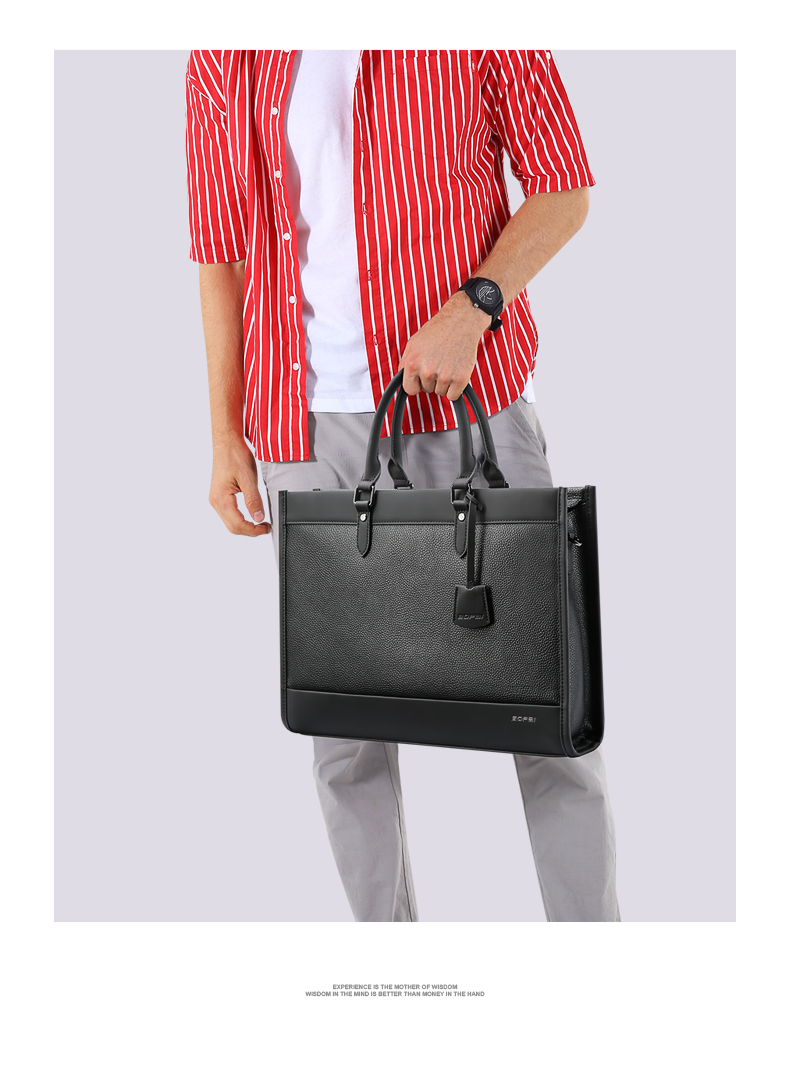 Bopai Briefcase, Large Capacity Business Handbag for Men, Top-Grain Leather Laptop Bag, Father's Day Gift 4