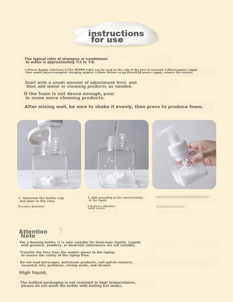 Chense Foaming Bottle, Foam Hand Soap Dispenser, Pump Mousse Bottle, Shampoo And Shower Gel Empty Bottle, Foaming Bottle 18