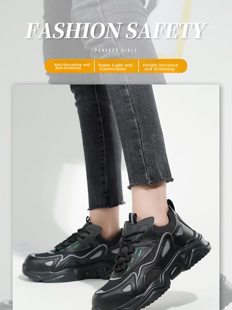 LAOGUANJIA Women's Safety Shoes, Small Size, Lightweight, Breathable, Steel Toe, Comfortable, Anti-Smashing, Anti-Puncture Work Safety Shoes, Solid Wear-Resistant, Size 36 1