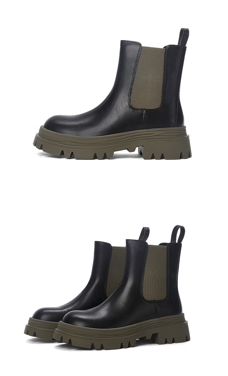 DAPHNE Autumn And Winter Ankle Boots for Women, Versatile Height-Increasing Chelsea Boots, Women's Short Boots, Black, Size 37 12