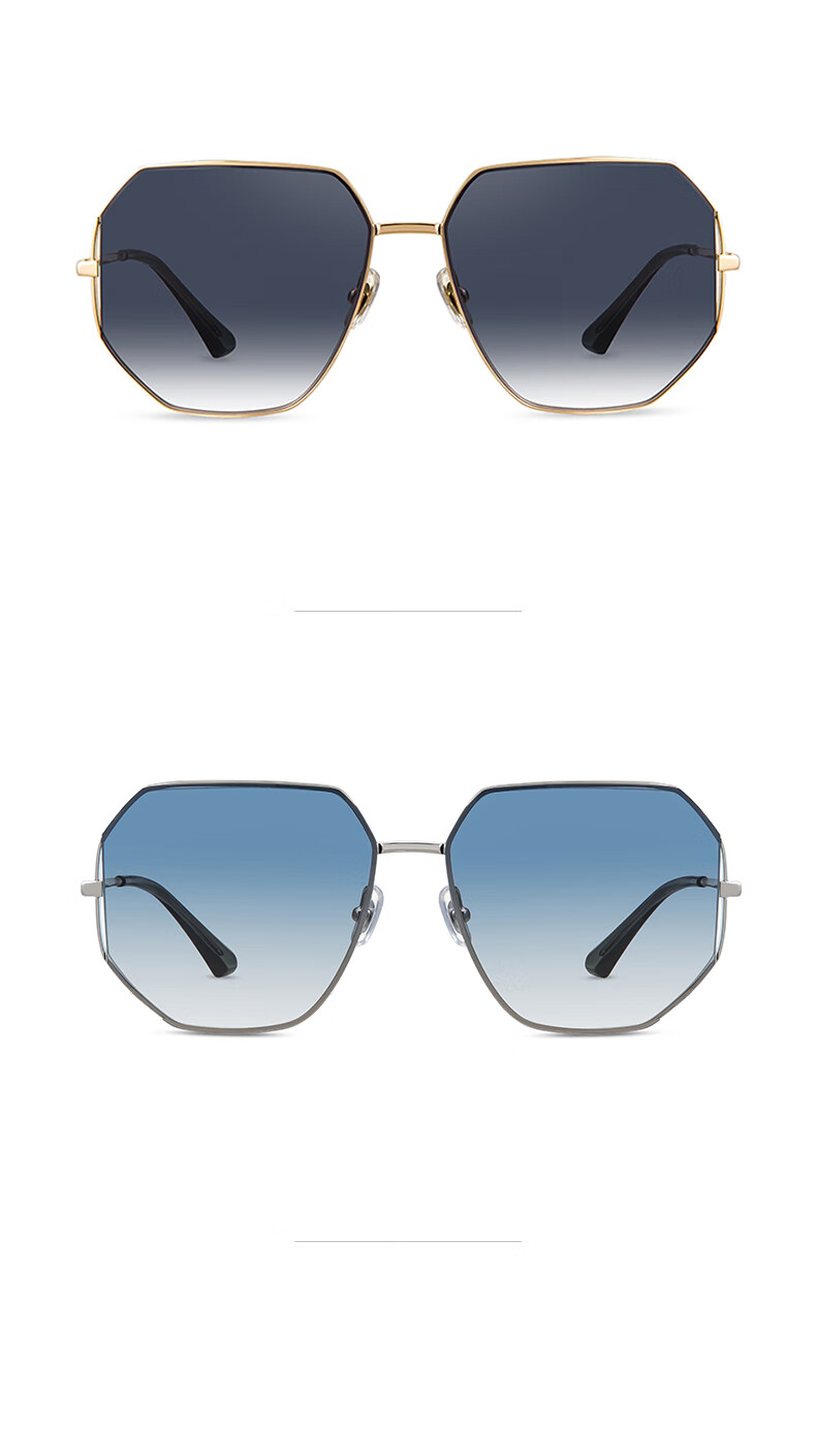 HELEN KELLER Polarized Sunglasses, Avant-Garde Geometric Metal Frame, H2158H01 All-Color Deep Gray + Bright Gold Frame 7
