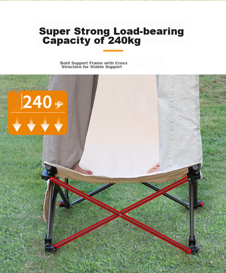 DU PONT Outdoor Camping Folding Chair Portable Lounge Chair Moon Chair with Footrest And Table Fishing Chair [Multi-Purpose Chair] 7