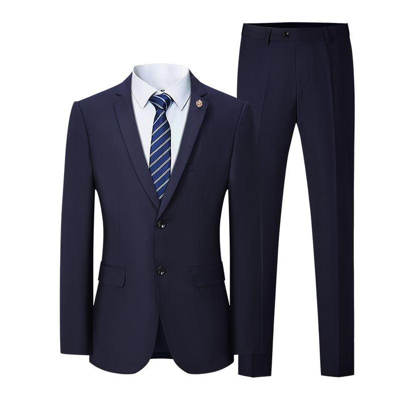 ROMON Men's Suit Set, Casual Business Professional Formal Wear, Wedding Groom Attendant Groomsman Suit Jacket E306, Black, 3XL