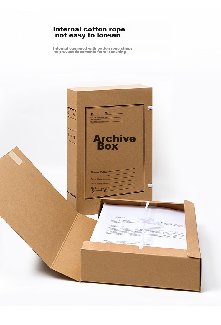 GuangBo 10 Pieces 60mm Wide Original Pulp 500g High-Quality Kraft Paper File Box, Thickened Document Storage Box, Financial Voucher Box, Office Supplies A88006 8
