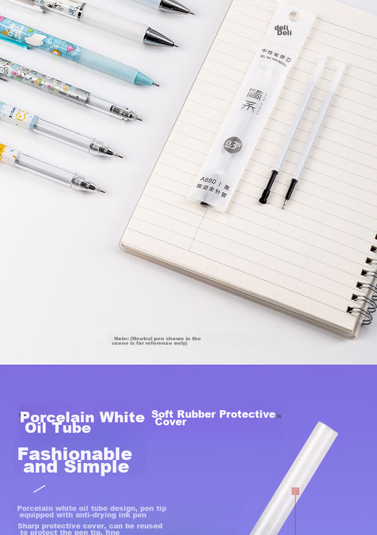 Deli [Best-Selling Product] Simple Push-Button Gel Pen Refills, Push-Button Signature Pen Refills, 0.38mm Full Needle Tip, Black, 20 Pieces/box, A880 8