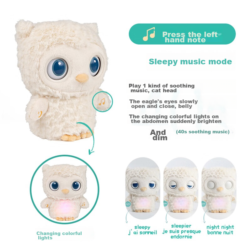 Gund Cat Head Eagle White Noise Comforting Sleep Plush Toy, Newborn Gift, Baby Musical Companion, Present