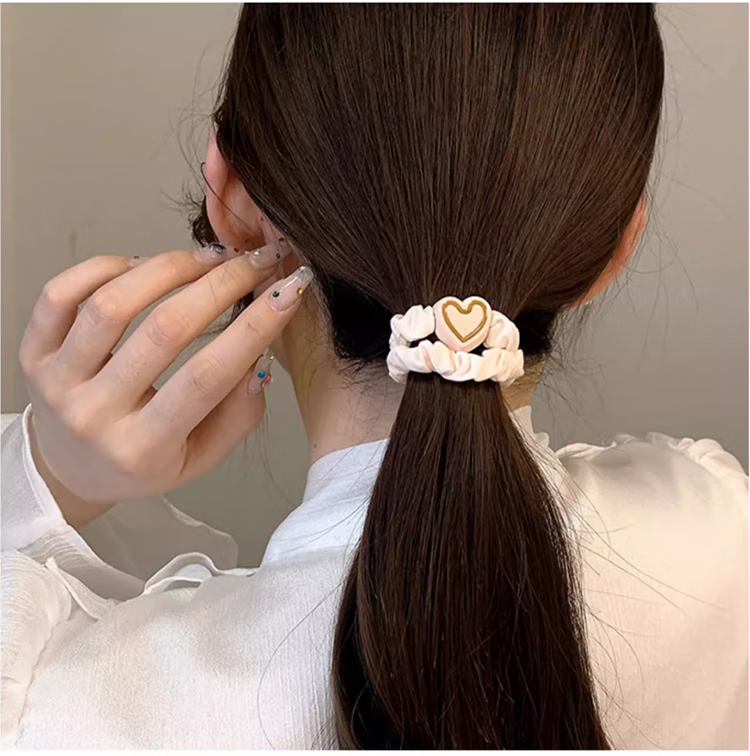 Jingxiaodi 5 Heart-Shaped Hair Ties for Women, Bun Maker, High Elasticity Rubber Bands, Hair Ties, Non-Damaging Hair Bands, Hair Accessories 12