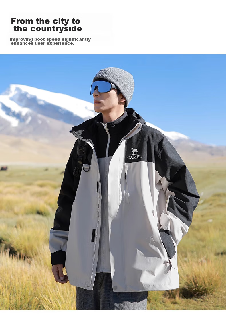 CAMEL Outdoor Functional Jacket for Men And Women, Three-In Detachable Windproof Waterproof Mountaineering Coat A14CAFO779 1