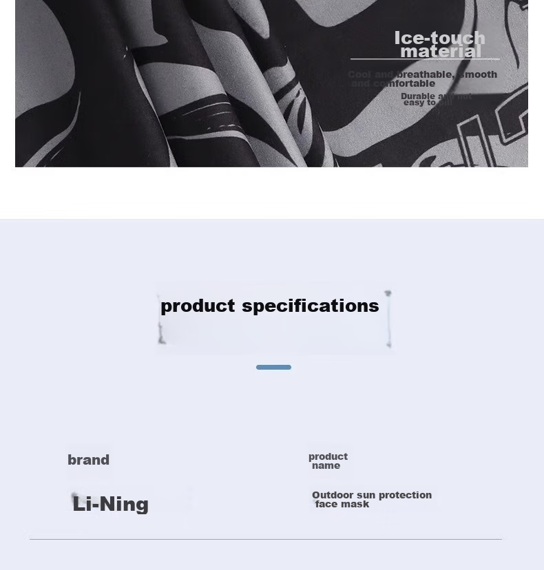 Li-Ning Sun Protection Face Mask for Men And Women, UV-Resistant Magic Headband, Ice Silk Neck Gaiter Set, Summer Outdoor Cycling Sunshade Breathable 25