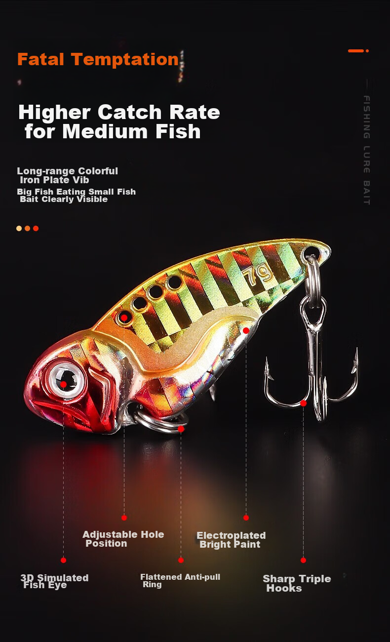 Xionghuo Lure VIB Metal Artificial Bait Set Mixed Long-Casting Hard Bait Full Swimming Layer Iron Plate 10g (Pack of 10) 4
