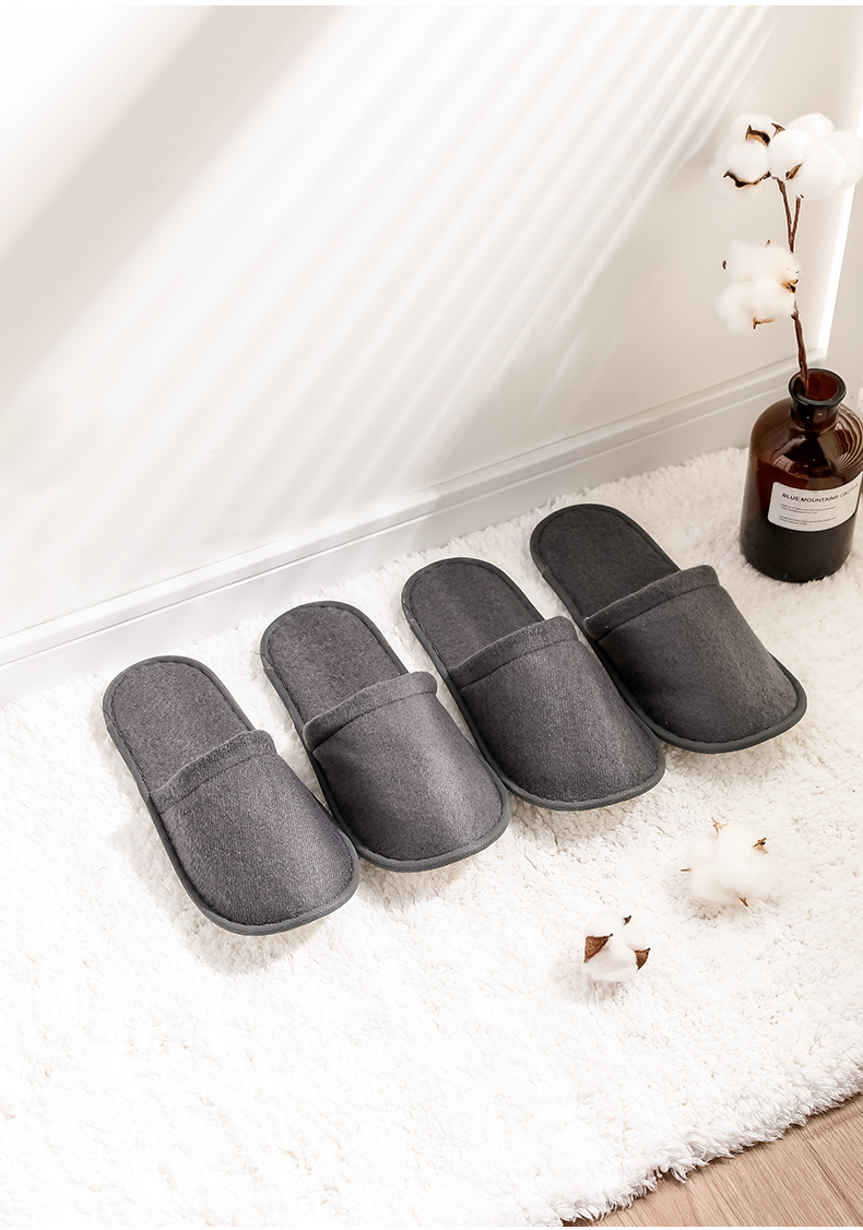 Etravel Disposable Slippers, Guest Slippers, 10 Pairs, Hotel Non-Slip Slippers, Thickened Travel Slippers, Fleece-Lined, 43 Gray 8