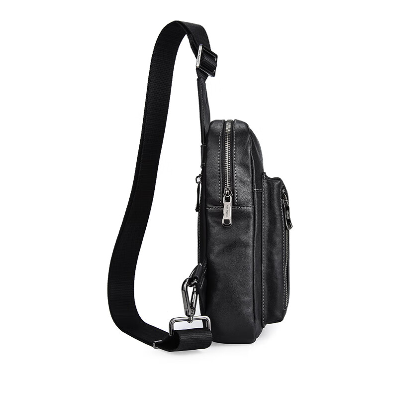 Hush Puppies Men's Classic Business Crossbody Bag, Simple Sports Waist Bag, Multifunctional Large Capacity Backpack, Black 6