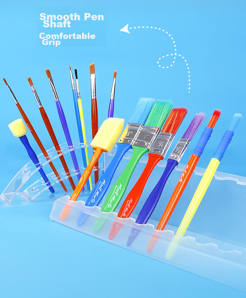 Mont Marte Children's Brush Set, 15 Pieces, Paint Brushes, Sponge Brushes, Watercolor And Gouache Painting Brushes for Kids, Beginner Doodling Brushes 5