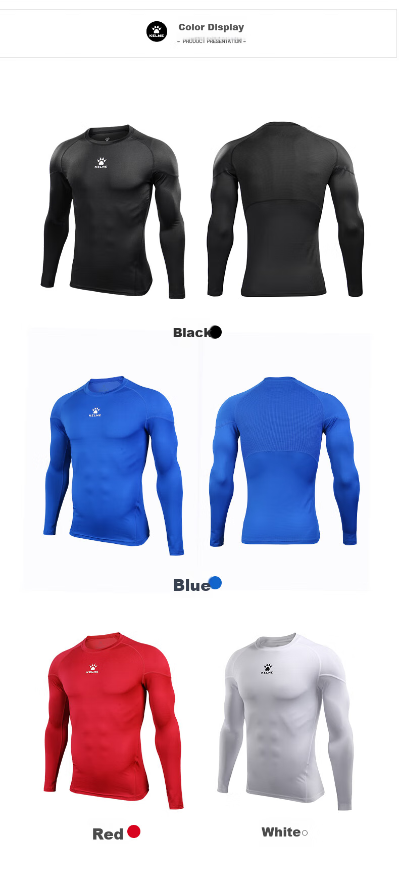 KELME Sports Compression Shirt for Men, Autumn Long-Sleeve Undershirt, Breathable Basketball Football Elastic Fitness Wear, Colorful Blue, XL 16