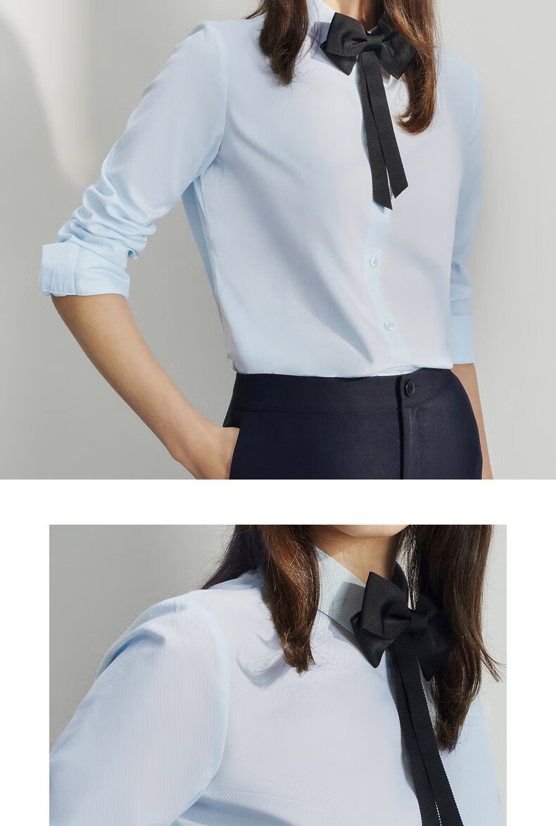 G2000 Mall-Matching Detachable Bow Tie Top Long-Sleeve Shirt 41223023G2, White, Size 34 6