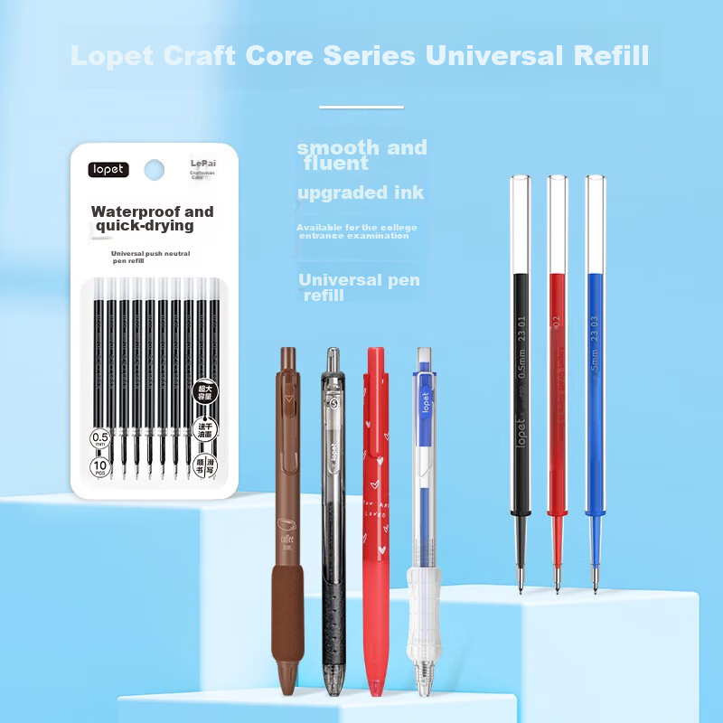 LOPET Retractable Gel Pen Refill, 0.5mm, Black, ST Pen Refill, Quick-Drying, Universal for Gel Pens, LT-8025 1