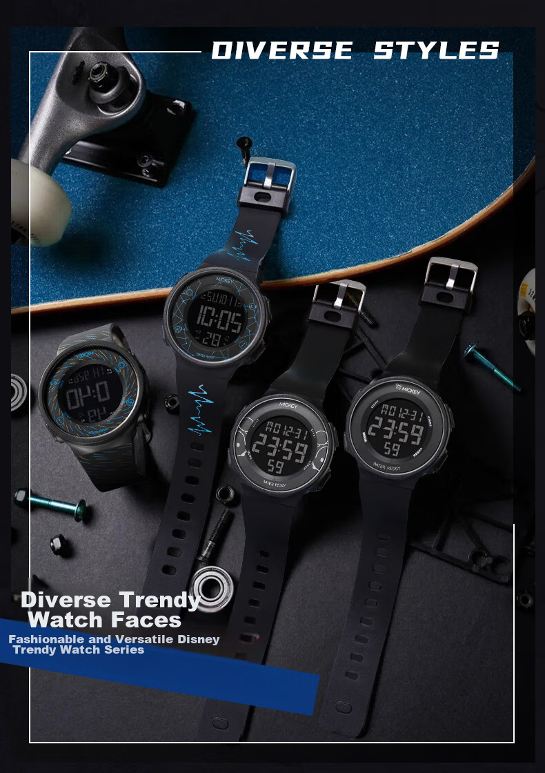 Disney National Day 2026 New Sports Digital Watch, Waterproof Watch, for Middle And High School Students' Exams, Children's Watch, Time-Telling 8