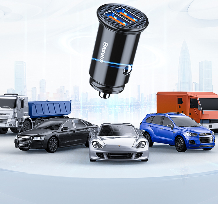 Baseus Car Charger, 5A Fast Charging Cigarette Lighter Adapter, Dual USB Ports, 30W Car Power Socket 15