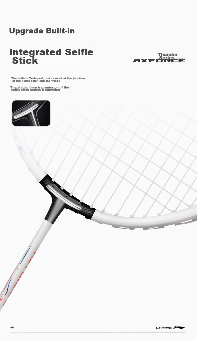 Li-Ning Badminton Racket Set, Thunder Carbon Composite Single Racket, Suitable for Youth And Adults, Pre-Strung 9