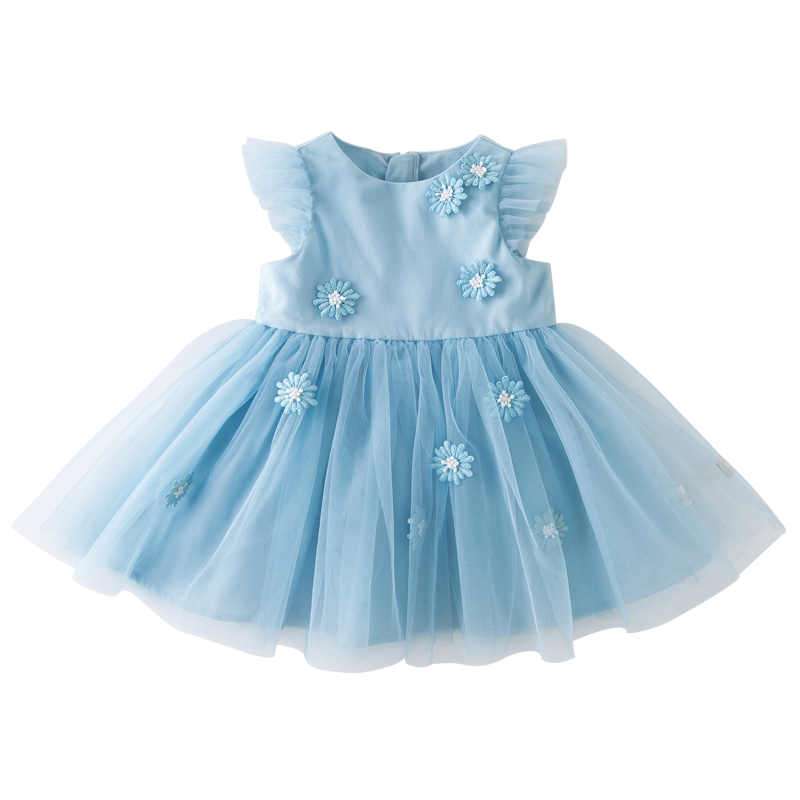DAVE & BELLA Children's Clothing Summer Girls' Tulle Dress Baby Princess Dress Stylish Skirt for Girls