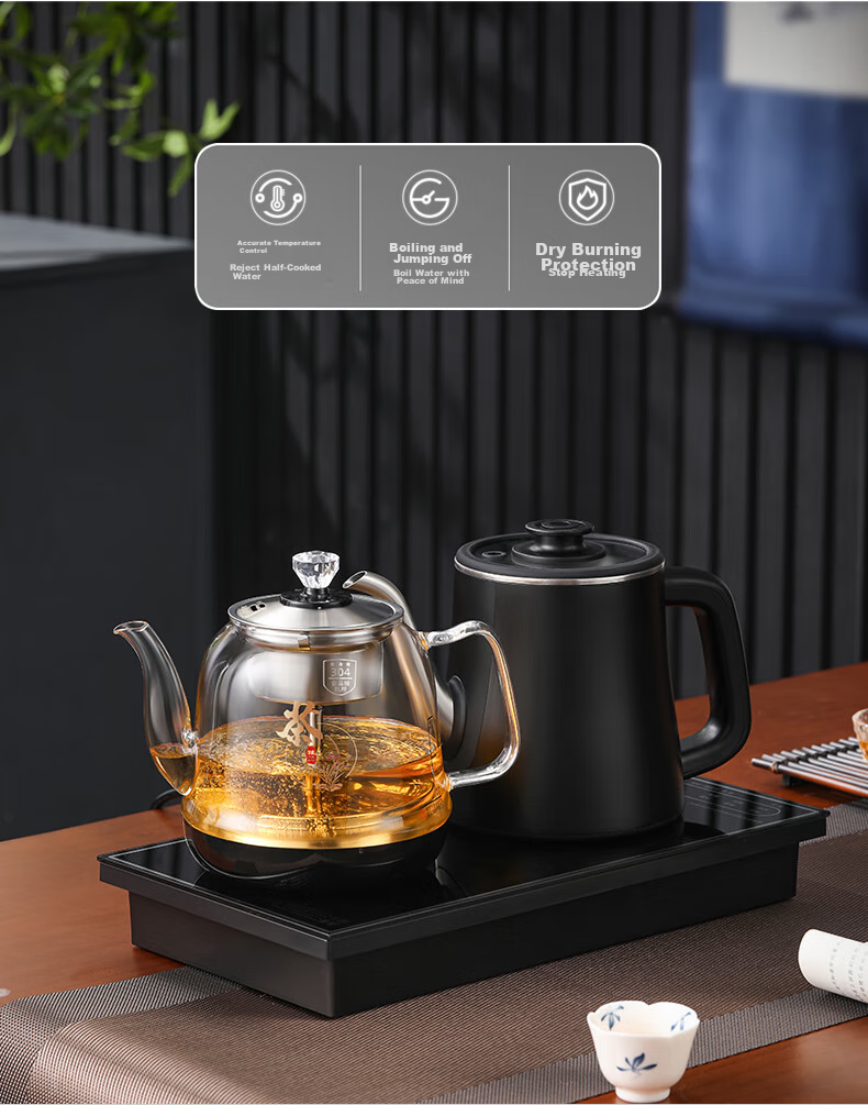 FUNORK Fully Automatic Electric Kettle with Water Inlet, Tea Table Kettle, Built-In Tea Table And Coffee Table Integrated Electric Teapot, Tea Brewing Set, Z08 Steaming Tea Model 18