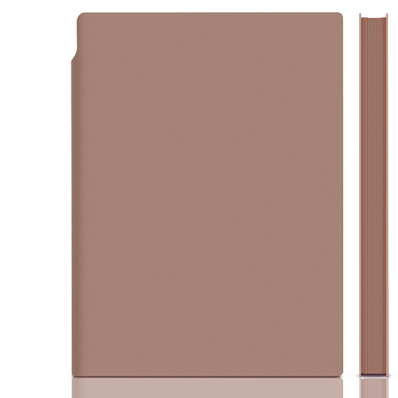 Deli Customizable Leather Notebook A5/112 Pages with Pen Insert, Soft Leather Cover, Elegant Skin-Feel Journal Diary Notebook, Morandi Color Series 22290 Brow