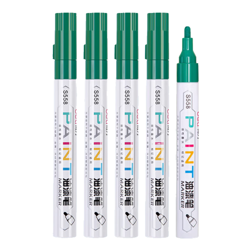 Deli 2.0mm Tire Repair Paint Marker Pen Highlighter Signing-In Hand-Drawing Graffiti Waterproof 12-Pack S558 Gree