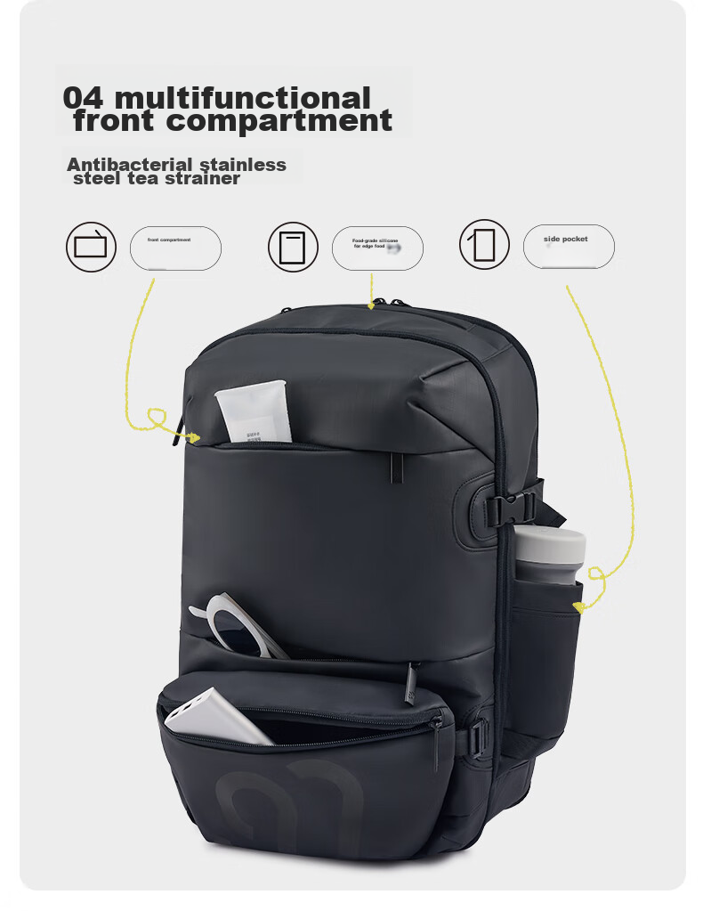 90Fen Travel Backpack, Detachable Multifunctional Sports Parent-Child Bag, Large Capacity Men's Backpack, Black 5