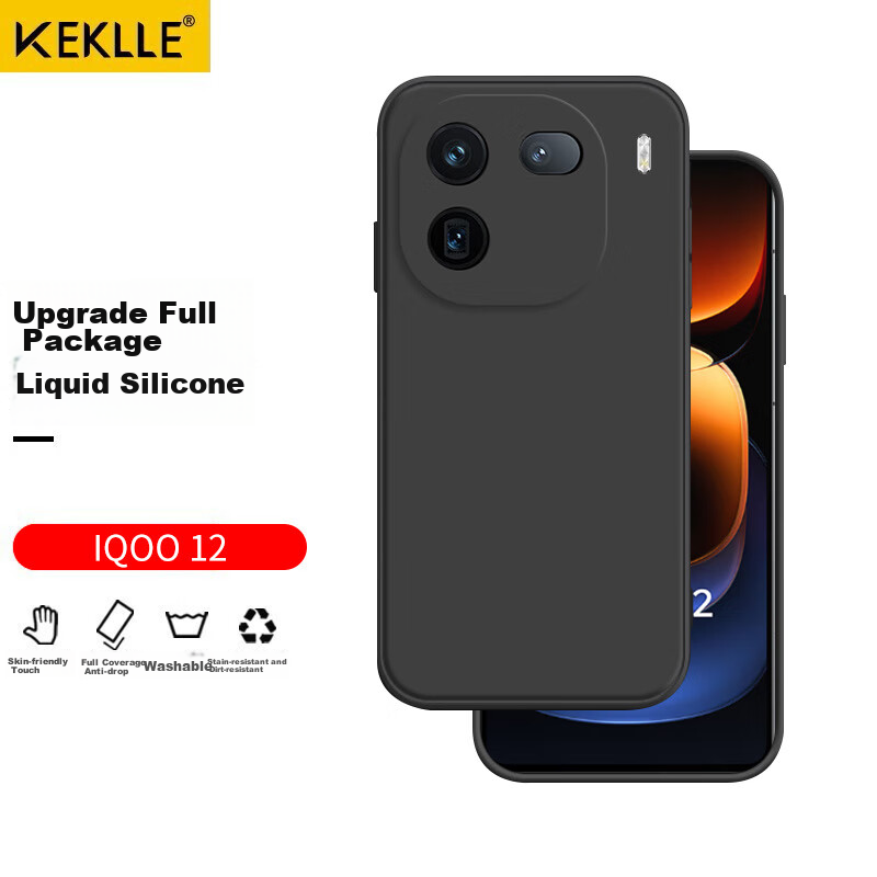 Чехол для телефона KEKLLE для IQOO 12, IQOO 12 5G, противоударный, ультратонкий, силиконовый, элегантный черный