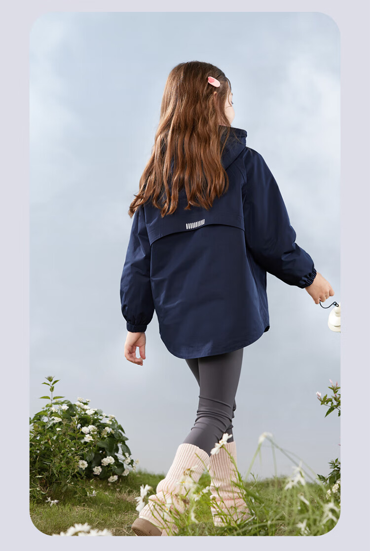 Disney Girls' Windbreaker Jacket, Autumn And Winter Children's Outdoor Windproof Coat, Detachable Three-In for Older Kids, 84050 Navy Blue, Size 130 8