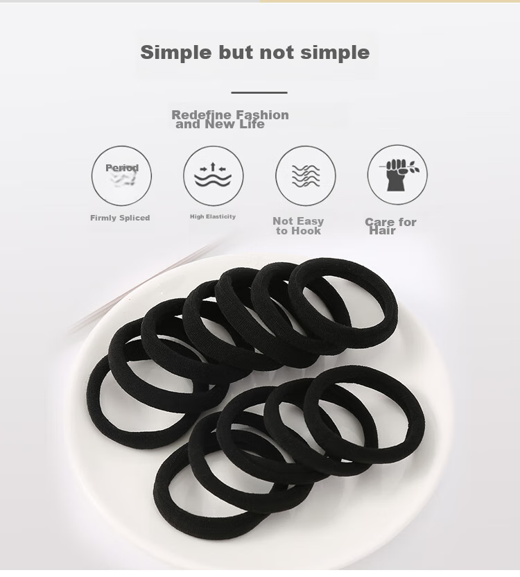UPLUS Seamless Hair Ties, Black, 30 Pieces, High Elasticity Rubber Bands, Hair Ties, Elastic Bands with Leather Covers 2