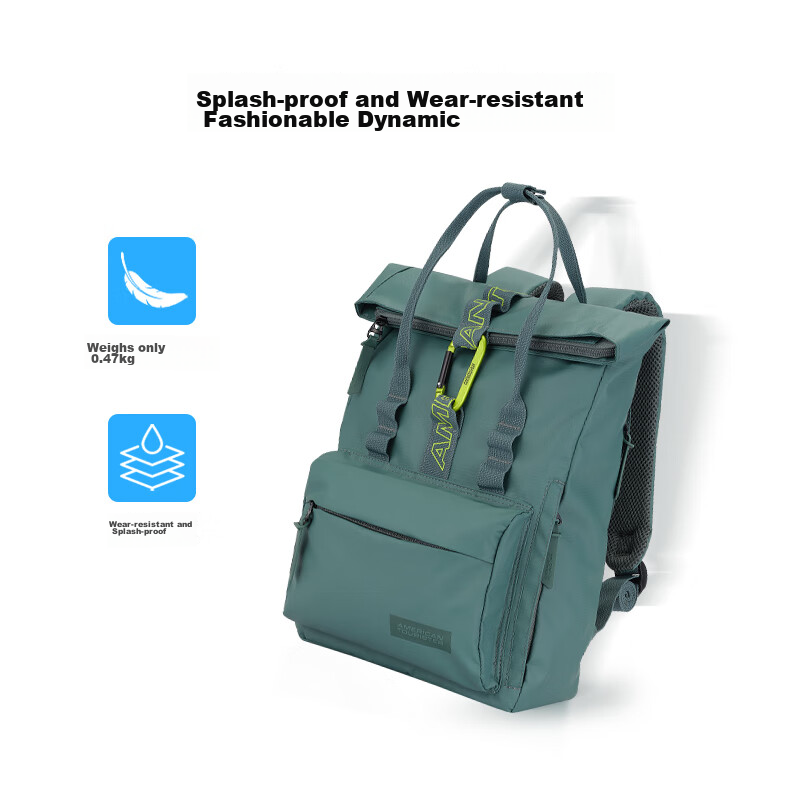 AMERICAN TOURISTER Roll-Up Bag, Casual Backpack, Travel Bag, Large Capacity Schoolbag, Laptop Bag, 24G, Black