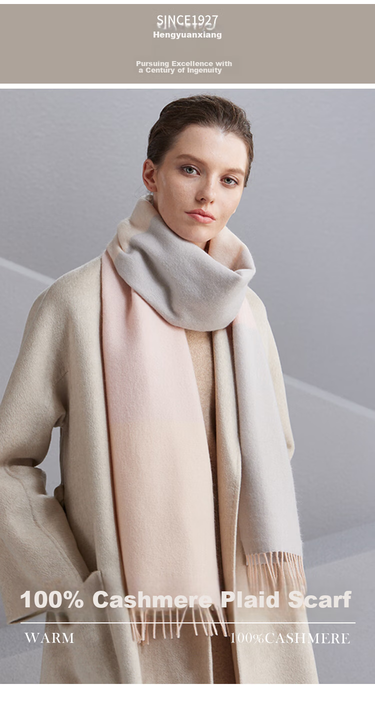 Hengyuanxiang 100% Cashmere Scarf, Women's Shawl, Warm Neck Warmer, Birthday Gift for Mom, Present for Elders 2