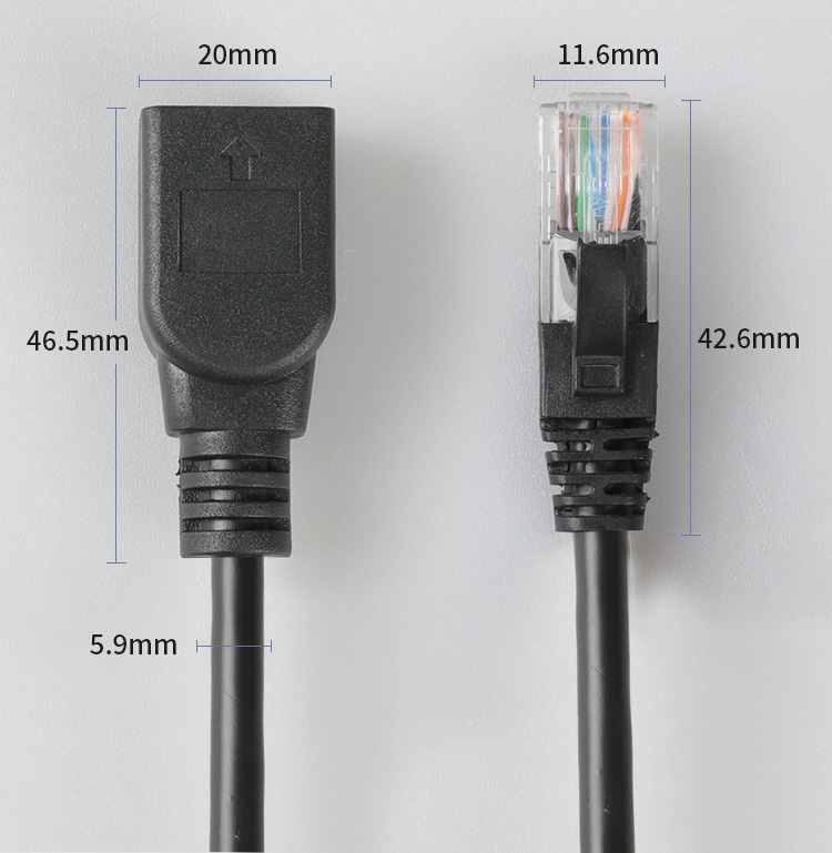 HAILE RJ45 Network Cable Extender, Cat5e Ethernet Port Connector Extender, Gigabit Network Broadband Interface Connection Cable, 1 Meter, HT-202H 10