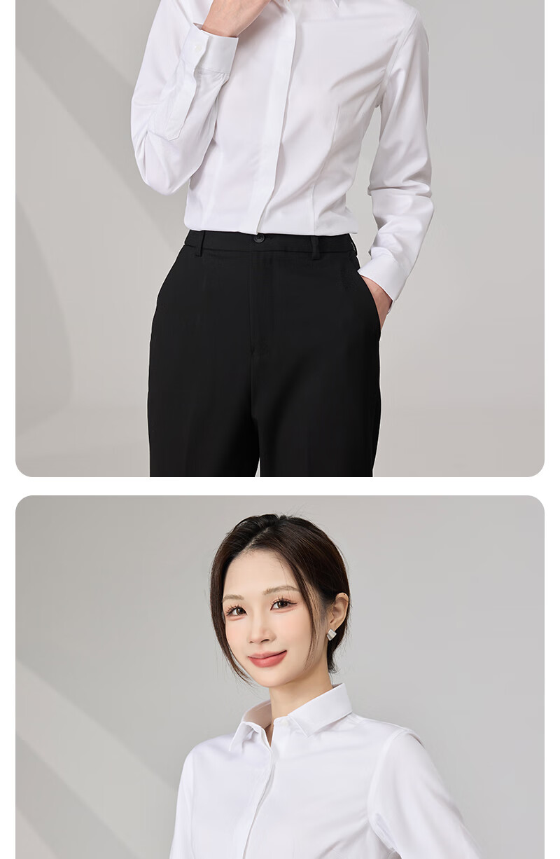 Ziyouxi White Blouse for Women, Spring And Autumn Formal Short-Sleeve Shirt for Interviews And Commuting, French-Style Square Collar Long-Sleeve Top 12