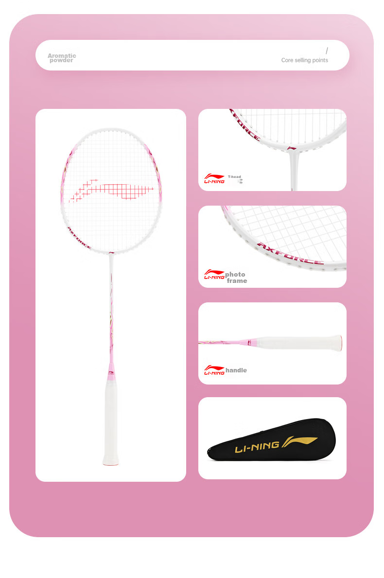 Li-Ning Badminton Racket Set, Thunder Carbon Composite Single Racket, Suitable for Youth And Adults, Pre-Strung 12